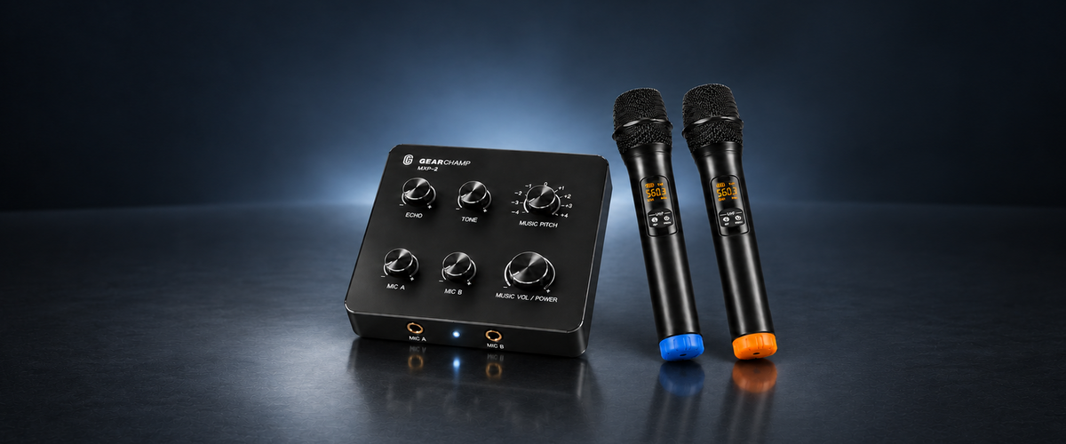 Karaoke Mixer with Wireless Mics