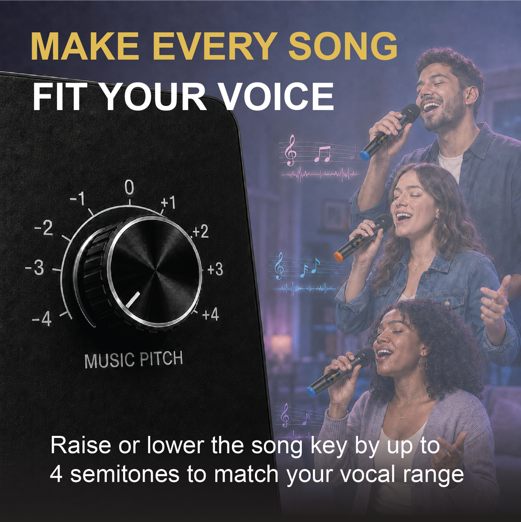 GearChamp MXP-2 | Wireless Microphone Karaoke Mixer System w/ Music Pitch Control, Bluetooth, HD ARC, Optical, AUX - Supports Smart TV, Sound Bar, Receiver